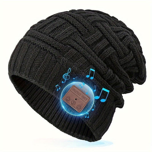 Cozy Wireless Music Beanie Hat - Chunky Knitted Velvet Headphones for Sports & Outdoor Fun